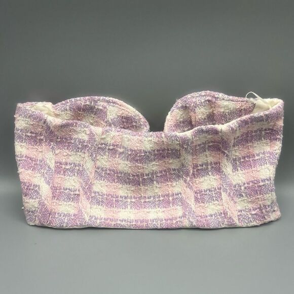 Zara Purple and Pink Tweed Crop Bustier Top - Picture 4 of 8